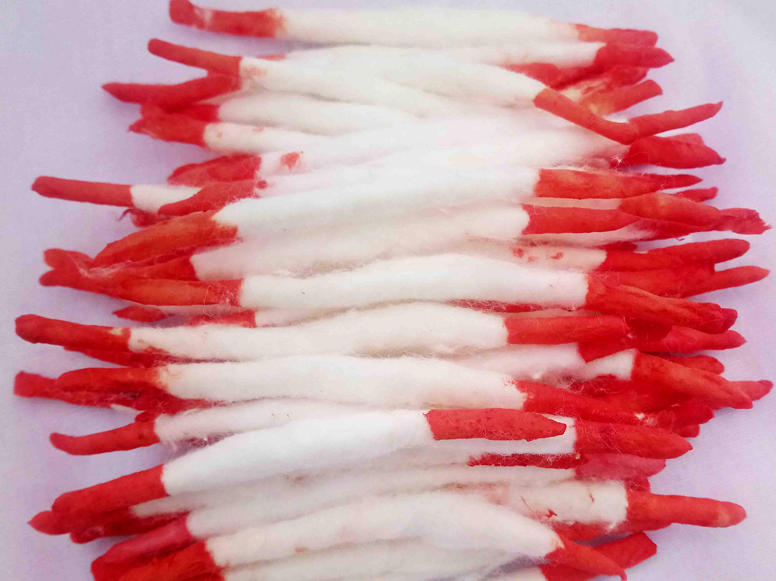 Dev Pooja Store - Pure Long Cotton Wicks| Pooja Rui Batii- 200 Piece(Color White & red) | Kesar Pooja Batti-image-13