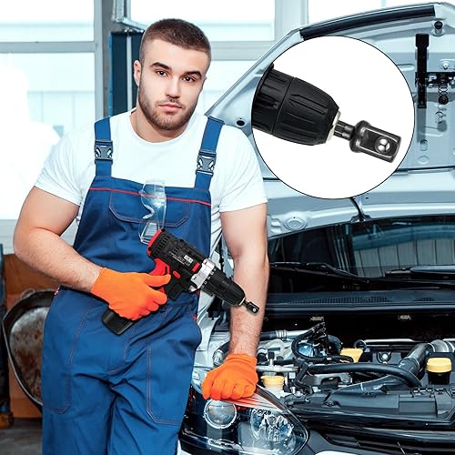 Miniatura 6 de Adaptador de impacto cuadrado para taladros, extensión de brocas de destornillador, adaptador de enchufe de impacto hexagonal para bricolaje Negro