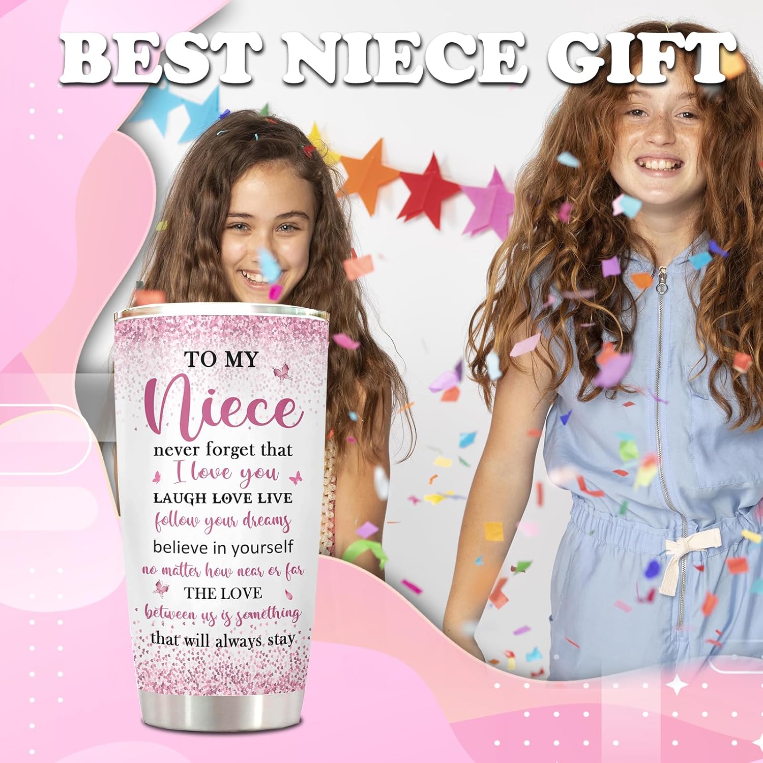 ZANIION To My Niece Gifts Tumbler 20oz, Best Birthday Gift For Nieces From Auntie Mug, Funny Christmas Graduation Valentines Day Present Decoration Coffee Cup 1PC - Image 6