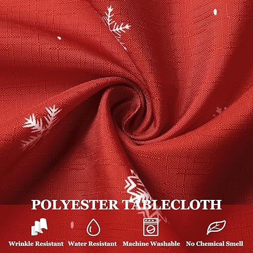 Miniatura 8 de ROYGROW Mantel de Navidad rojo con estampado de copo de nieve y pino mantel festivo y elegante para decoración navideña. Cuadrado de 60 x 60 pulgadas