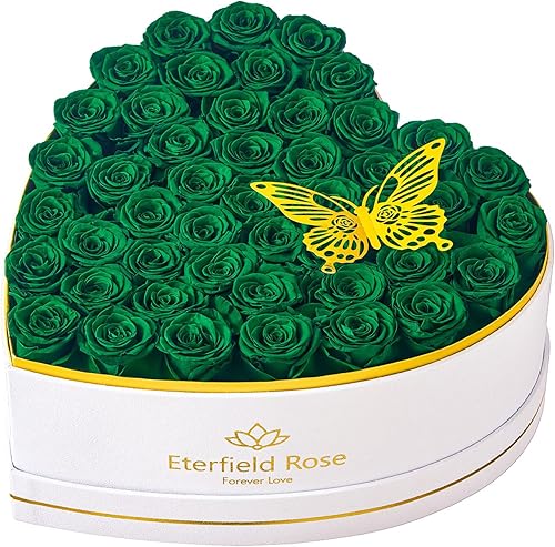 Miniatura 21 de Eterfield 27 flores para siempre en caja con forma de corazón, rosas preservadas que duran un año, flores preservadas, regalos de cumpleaños para