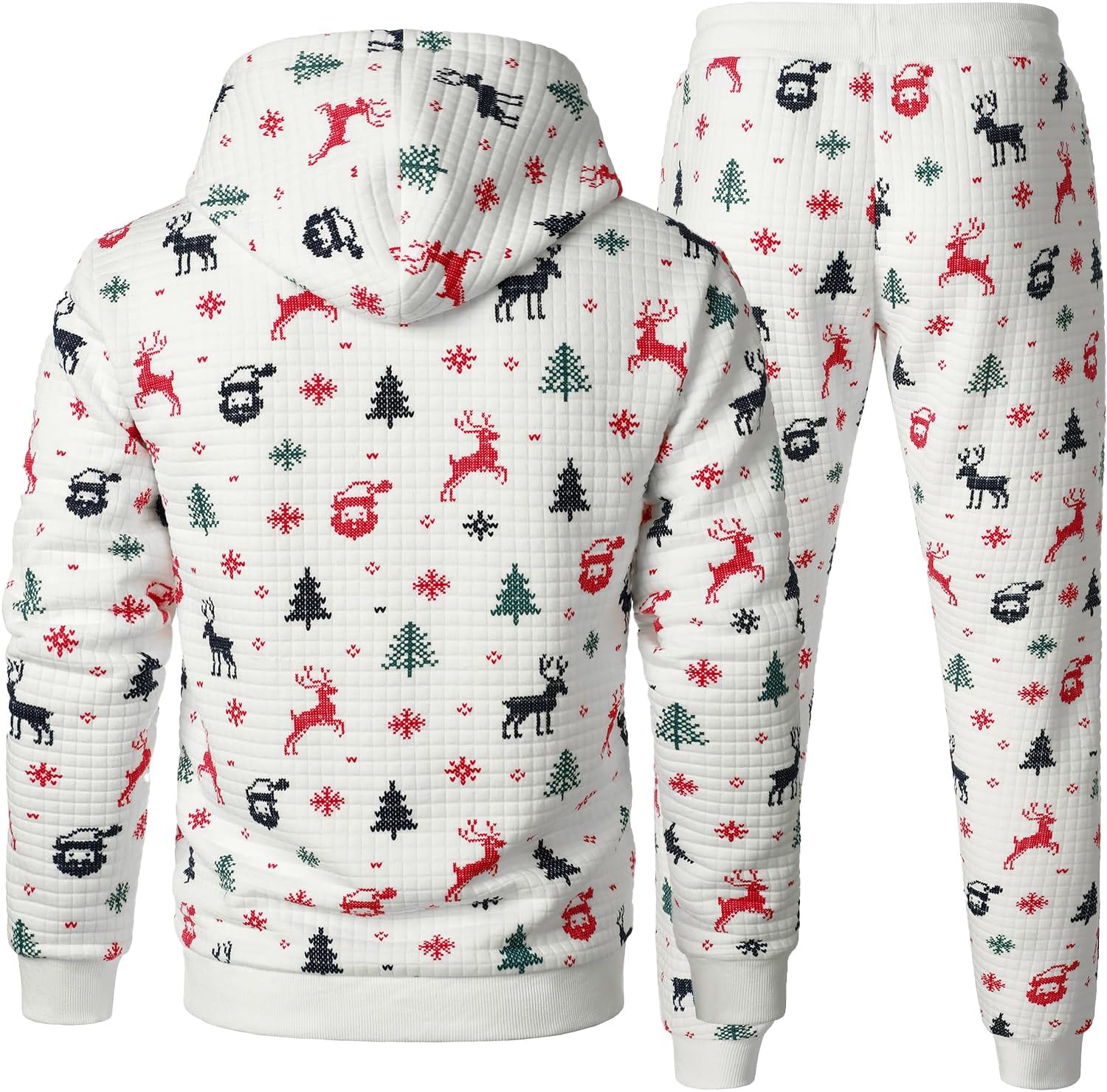 FANARCHER Men’s Casual Tracksuits 2 Pieces Christmas Outfits Waffle Hoodies Sweatsuits Sports Jogging Suit Set