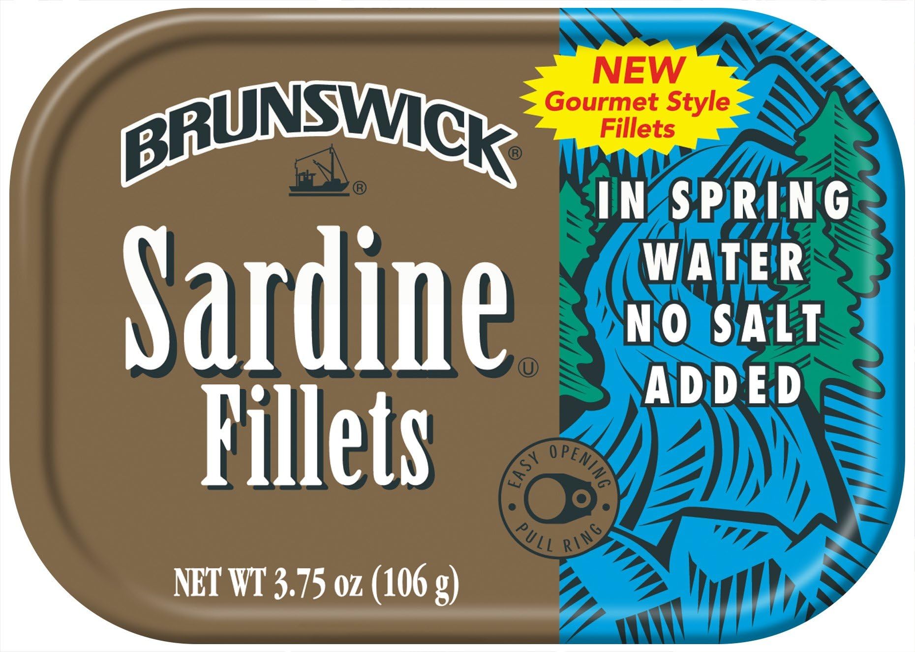 BRUNSWICK Wild Caught Sardine Fillets in Spring Water, 18 Cans, 3.75 Ounce (Pack of 18)