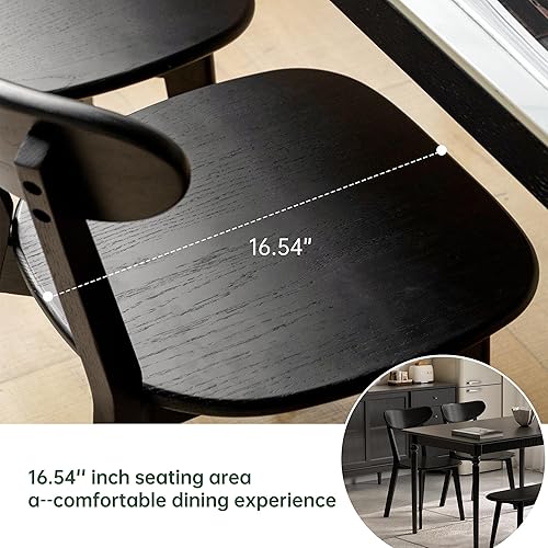 Miniatura 3 de Sillas de comedor de roble, sillas de cocina, silla de cena moderna 100% de madera maciza con respaldo curvo, silla de comedor para cocina, sala de