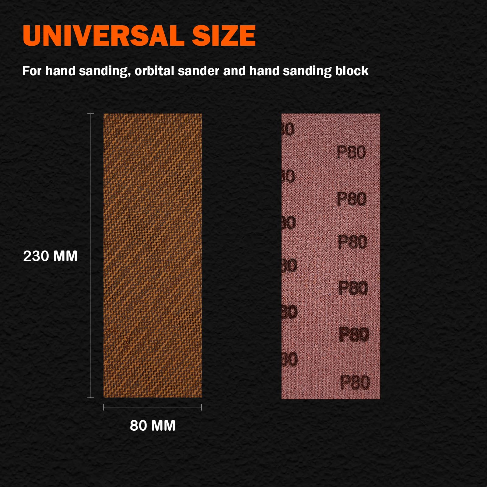 Tiras de lija de red 80x230mm 30 uds, grano 320, lija madera pared para lijadora orbital manual y bloque de lijado