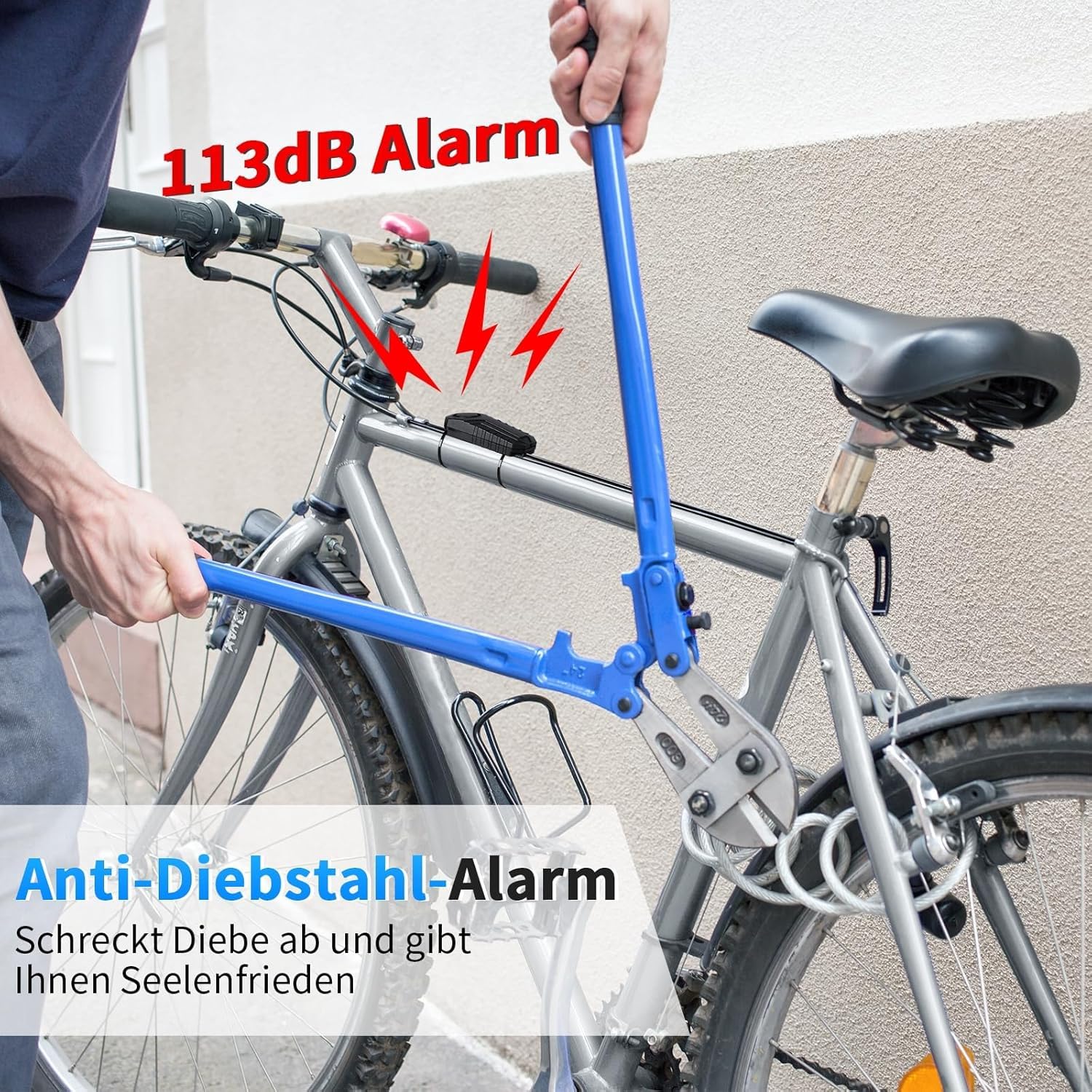 ZEXMTE Fahrradalarm mit Halterung, 113 dB Einbrecher Vibration Motorrad Fahrrad Alarm Sicherheitssystem wasserdicht Fahrrad Anti-Diebstahl Fahrrad Alarmanlage mit Fernsteuerung Auto & Motorrad