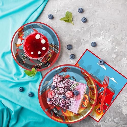 Miniatura 4 de 97 piezas de suministros de fiesta de cumpleaños de camiones de bomberos, para fiestas de cumpleaños de niños, decoración de fiestas de baby shower,