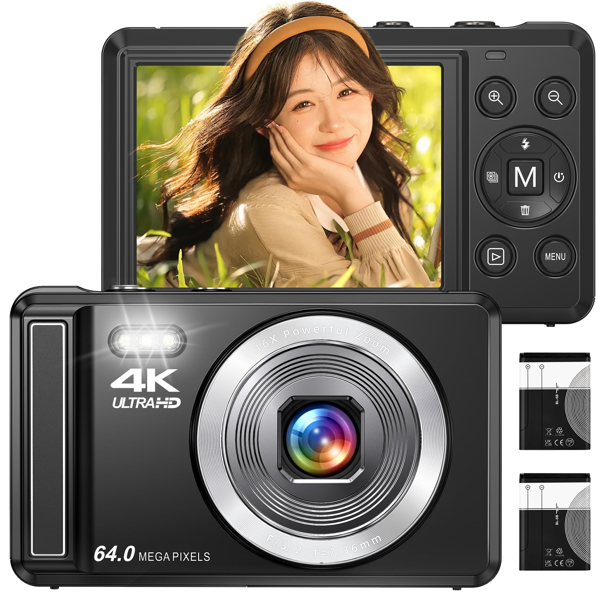 Amazon | デジカメ 4K 6400万画素 デジタルカメラ AFオート