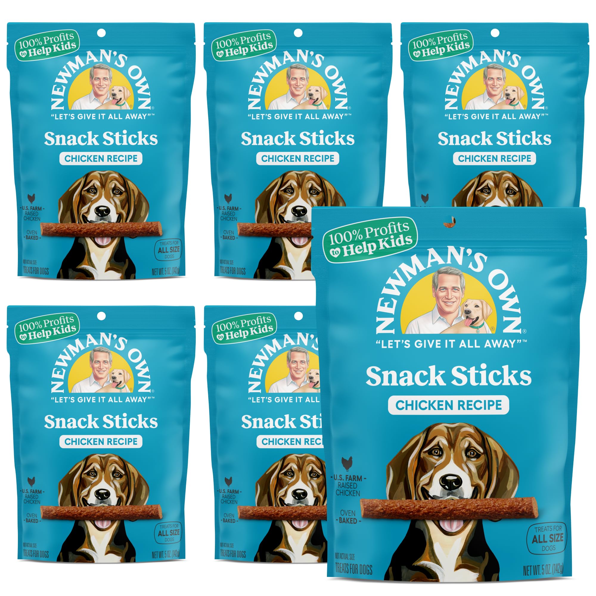 Amazon.com : Newman's Own Chicken Recipe Dog Snack Sticks, 5 oz Bag (Pack  of 8)  Soft Chewy Meat Sticks, US Farm-Raised Chicken, No Corn Wheat or  Soy, Wholesome Training Rewards, Made