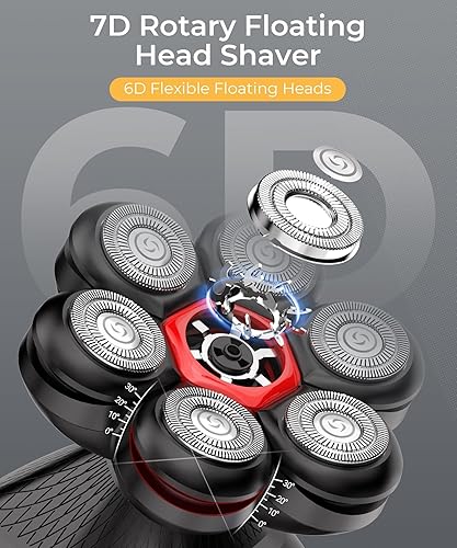 Miniatura 2 de Afeitadoras de cabeza para hombres calvos, afeitadora de cabeza 7D con pantalla LED, maquinilla de afeitar eléctrica para hombres con 3 modos