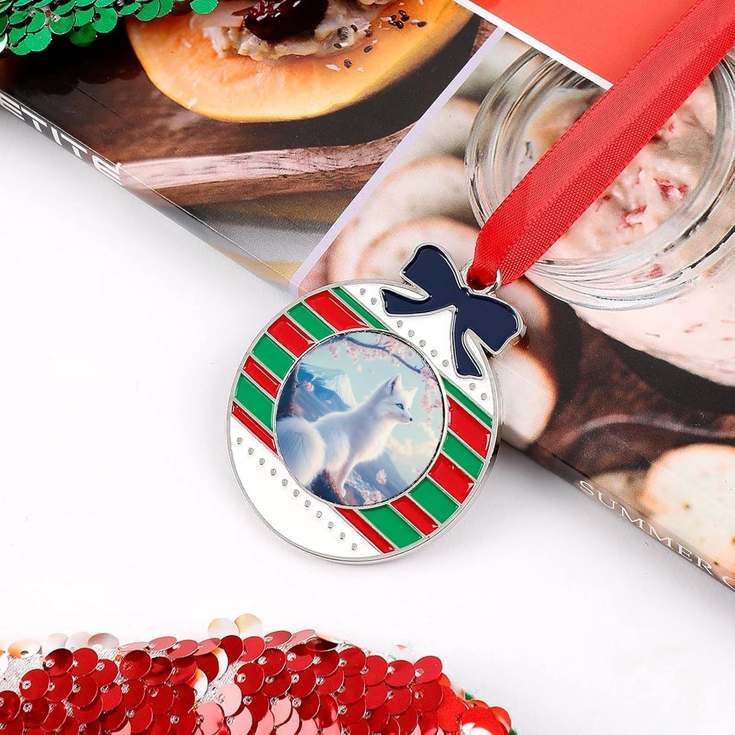 Fox Japanese Mount Fuji Alloy Christmas Pendants Charms Xmas Hanging Crafts Ornaments Supplies Holiday Decoration image 4