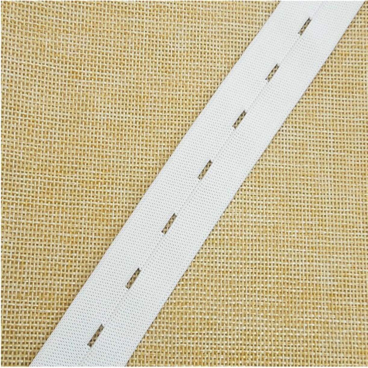 ZHONGJIUYUAN Elastic Bands Spool Sewing Band Flat Elastic Cord with Buttonhole (White, 33 Yards 1-Inch),with 5 Buttons and 5 D Ring
