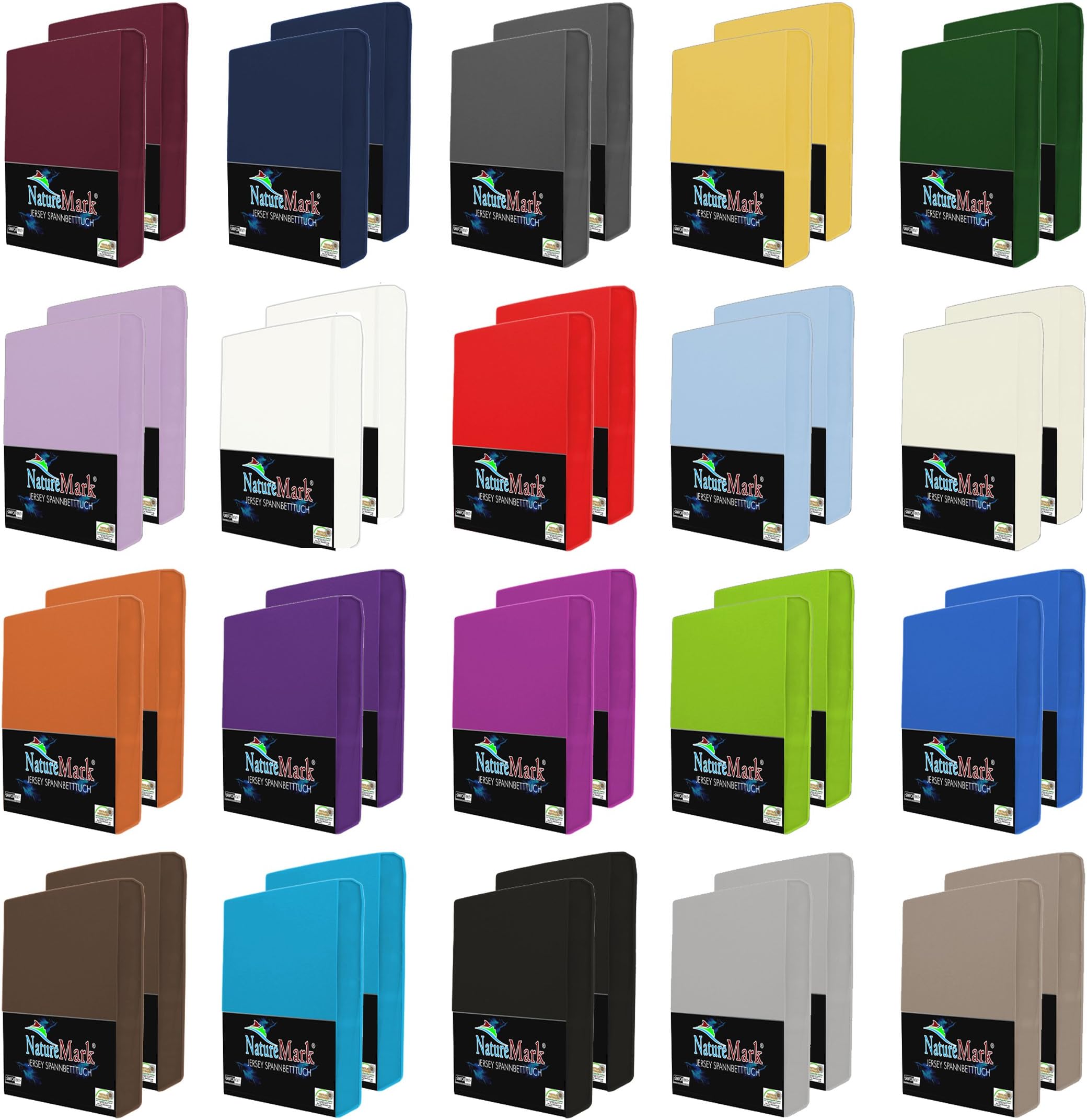 NatureMark2 Fitted Sheets, Cotton, Oeko-Tex Standard 100 Quality, 100% Cotton, Royal Blue, 2 Pack 90 x 200 cm