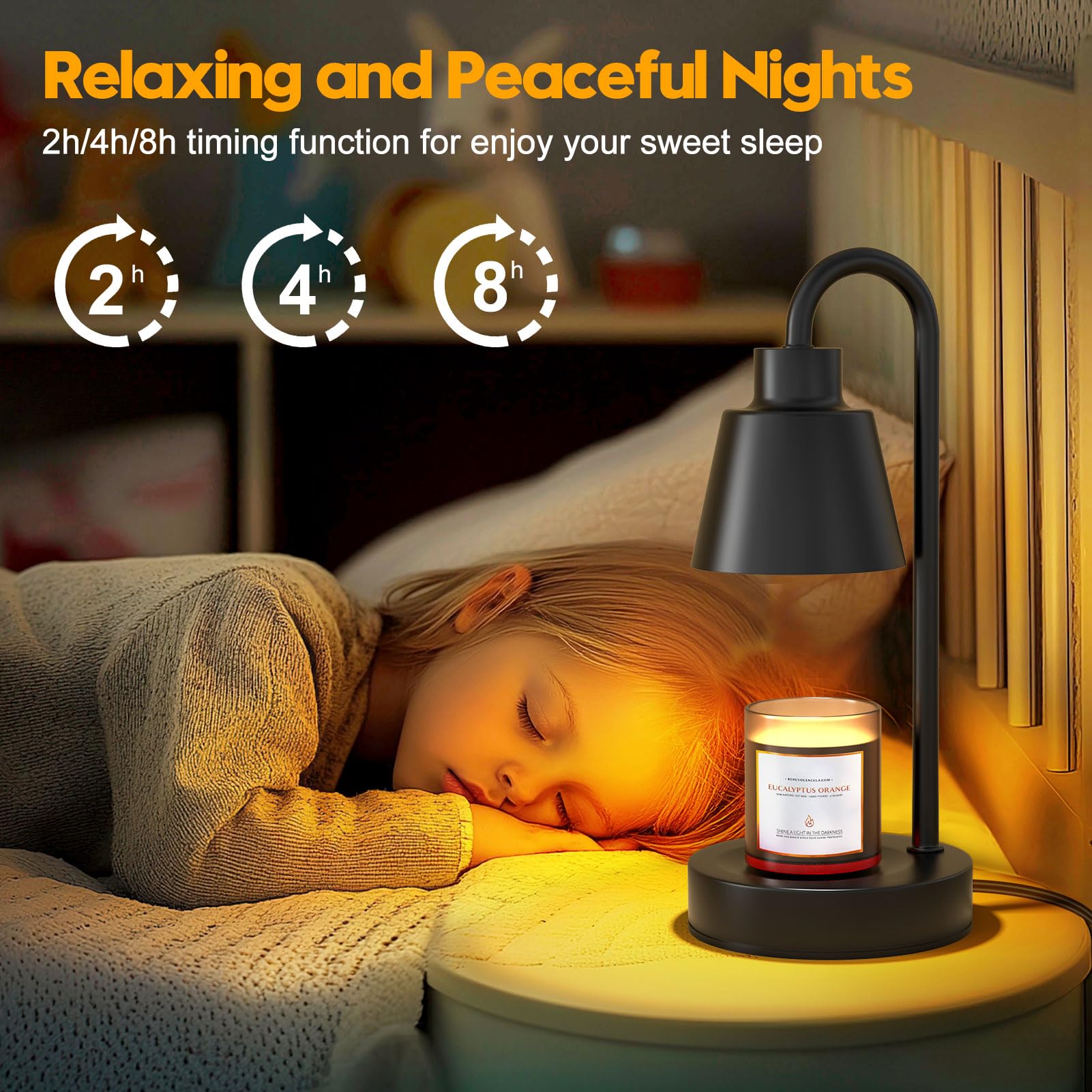 Lampada Scalda Candela con Timer e Dimmer Regolabile in Altezza, Profumo Dimmerabile con Lampadine per Candela Profumata - Decorazione Casa Camera da Letto, Yoga