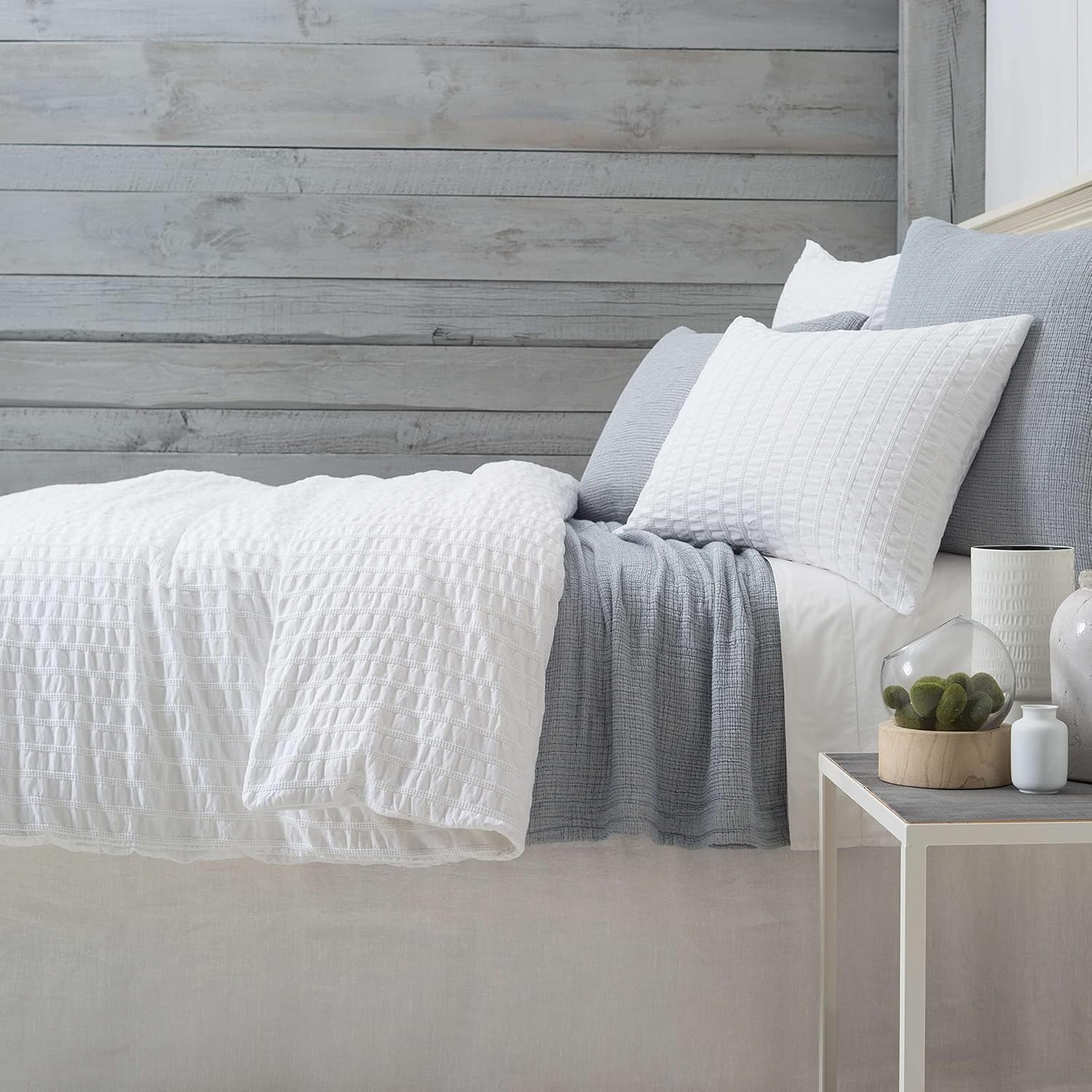 Pine Cone Hill Tidal White Duvet Sham, Standard Size, White Solid Pattern