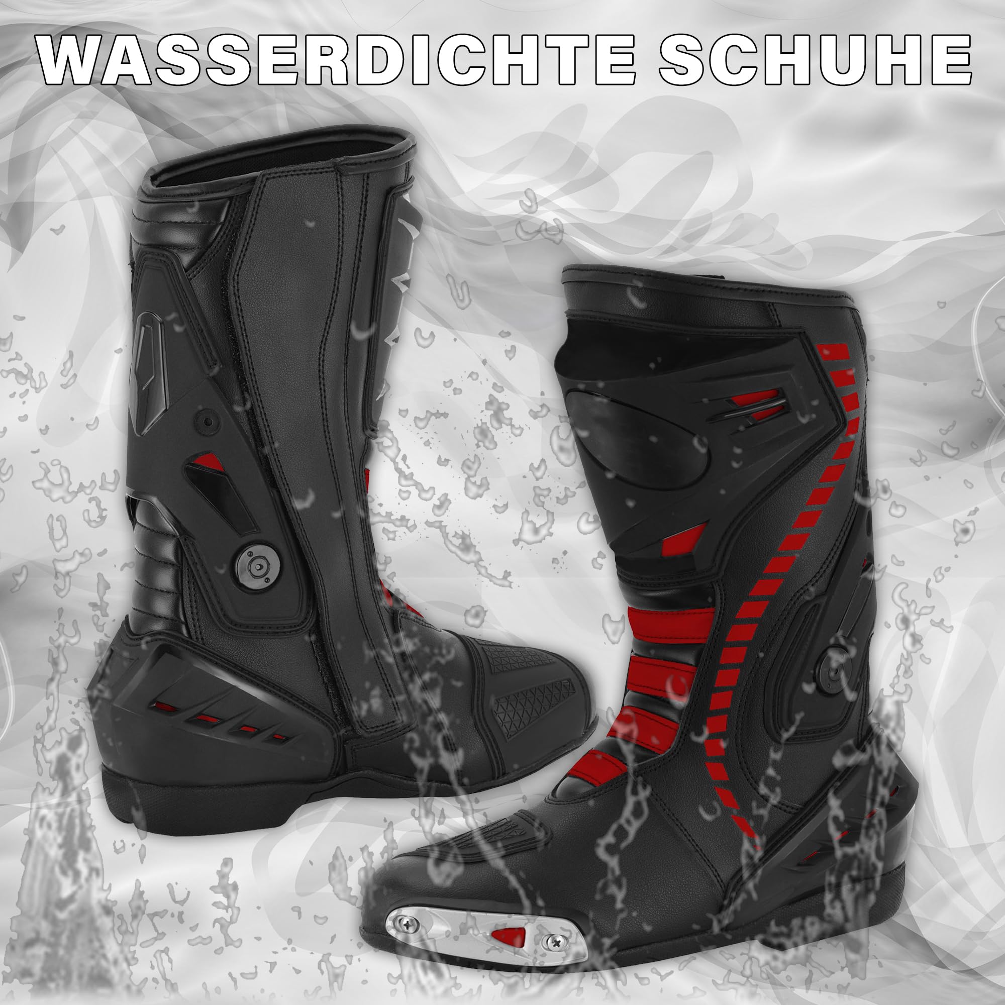Herren Motorradschuhe Knöchel wasserdichte Leder-Rennstiefel Rutschfeste Sohle Wasserdichtes Schutzschuhwerk