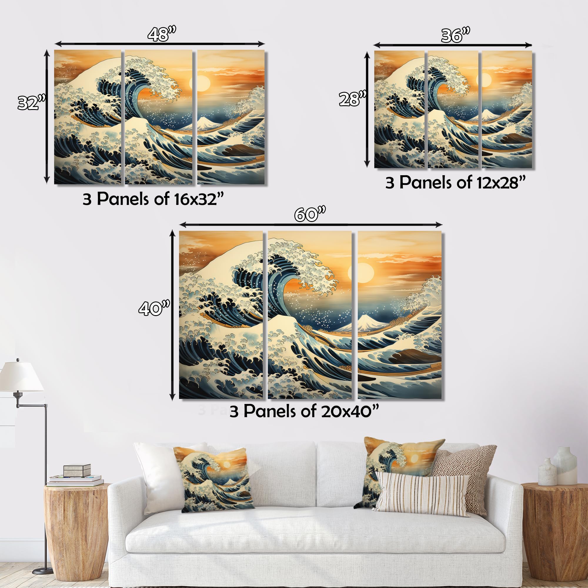Amazon.com: Japan Art framed wall Art, The Gold Great Wave A