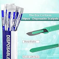 Vista 2 de Bisturí facial estéril desechable #20, herramienta de depilación y dermaplaning, cuchillas de acero al carbono de precisión con mango de plástico