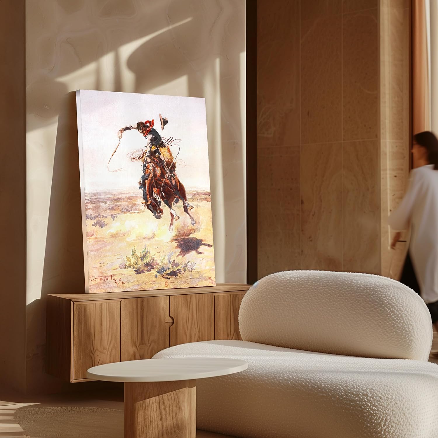 Poster Master Vintage A Bad Hoss Canvas - Retro Cowboy on a Bucking Horse Print - Wild West Art - Gift for Men & Women - Western Wall Decor for Living Room or Office - 8x10 STRETCHED Canvas