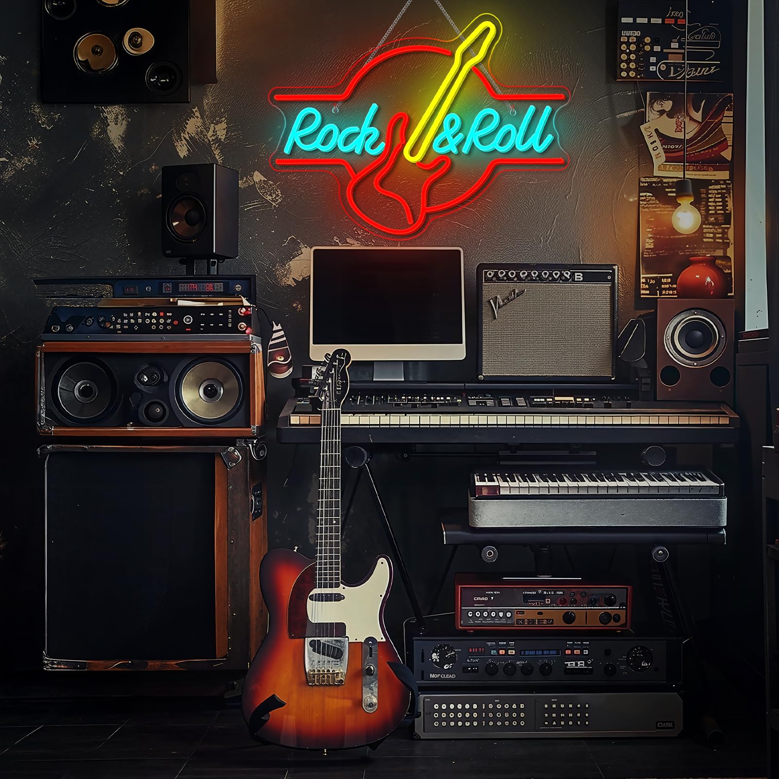 Chitarra Rock & Roll Neon Segni USB Alimentato Neon Lettere Luce per Wall Room Decor Luci Led per Camera da Letto Sala Concerti Bar Club Party Decorazione Matrimonio Regalo di Compleanno