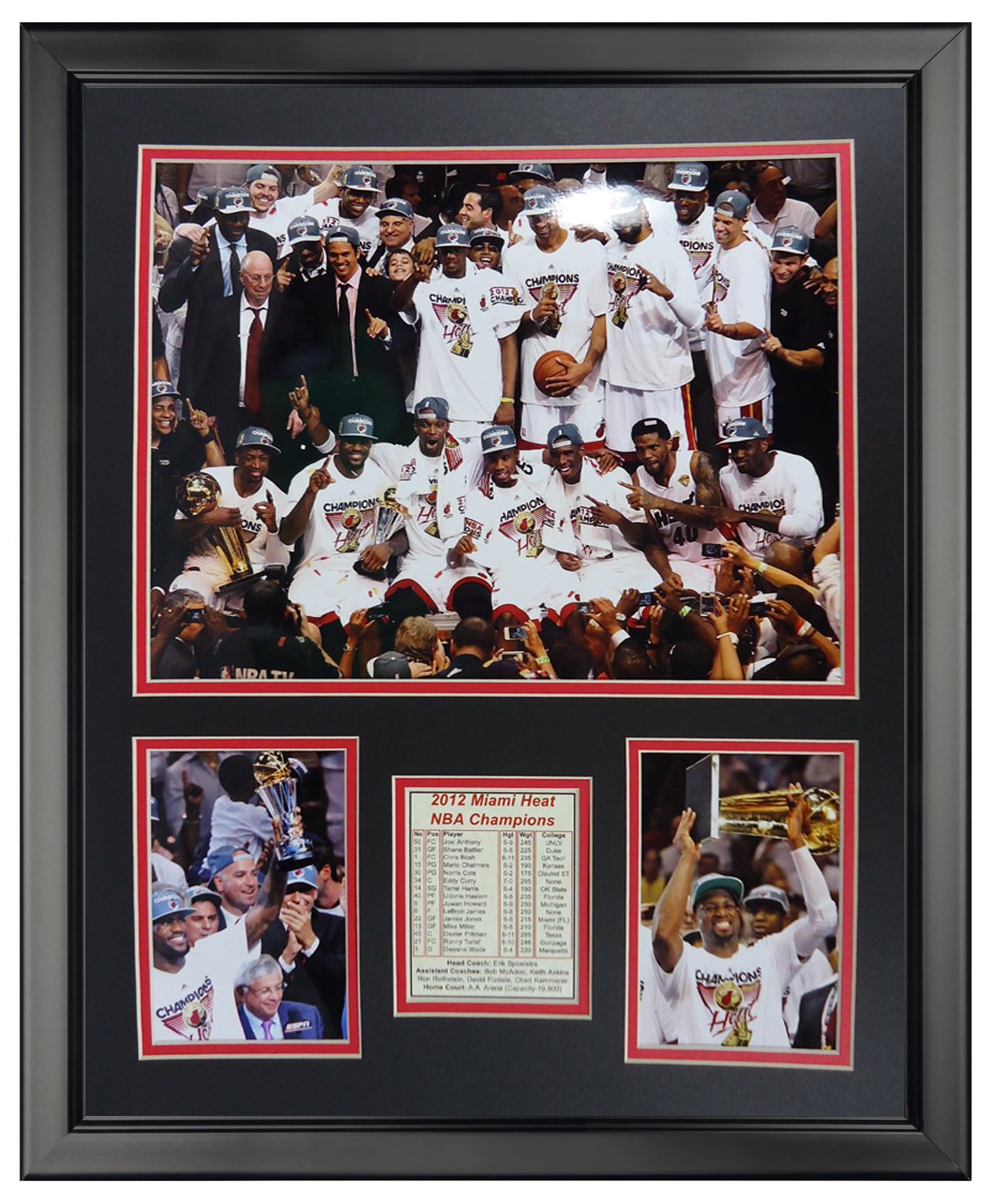 Photo encadrée Miami Heat 2012 l'art du basket pour collectionneur NBA 40x50 cm