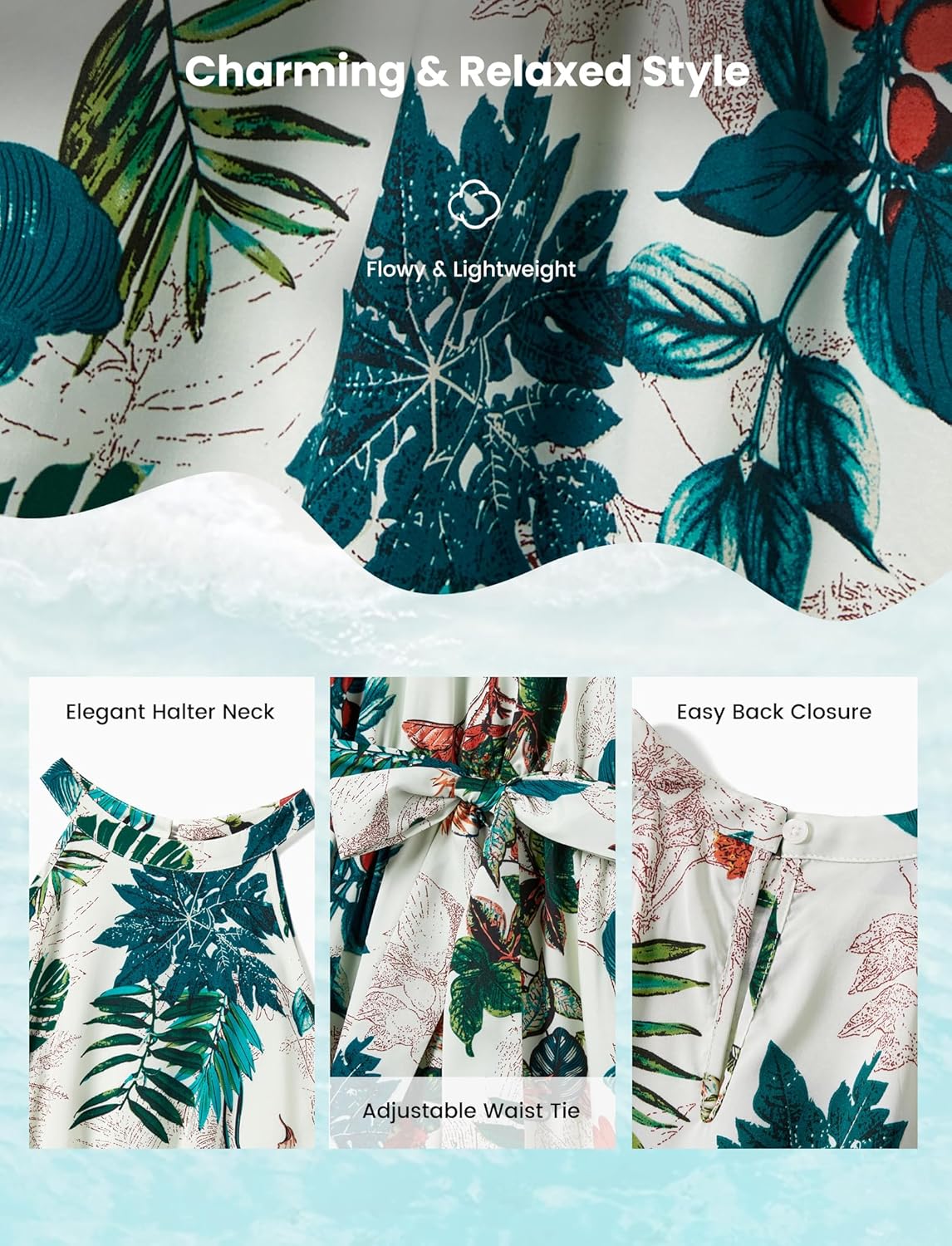 PATPAT Family Hawaiian Matching Outfits Mommy and Me Outfits Caribbean Vacation Summer Tropical Halter Sundresses and Shirts - Image 5