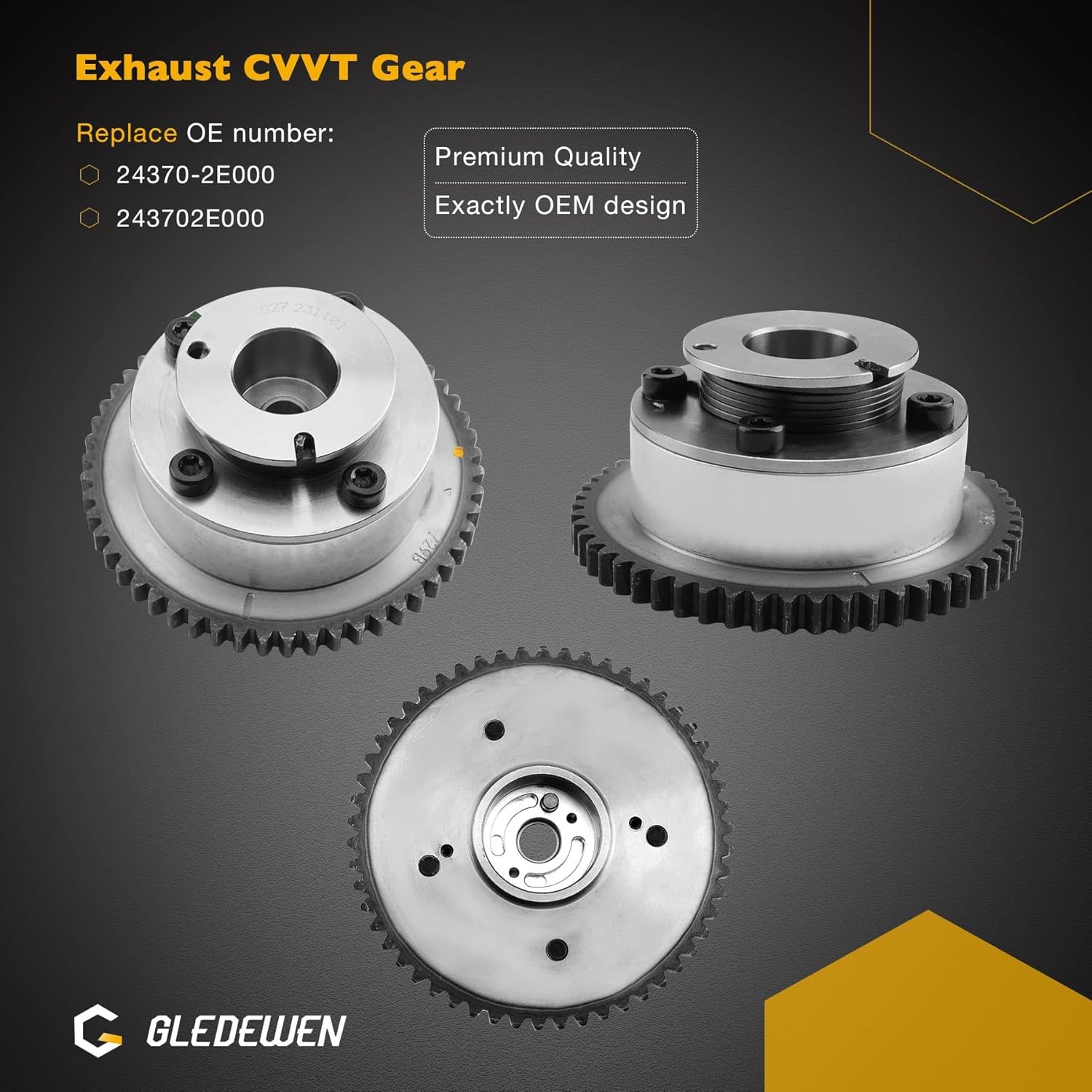 Timing Chain Kit With Intake/Exhaust VVT Gear Sprocket, Compatible with 2011-2014 Hyundai Elantra Cpupe 2012-2013 KIA Soul, 1.8 2.0L Engine, Replace# 24350-2E001 24370-2E000 24410-2E000 918-795