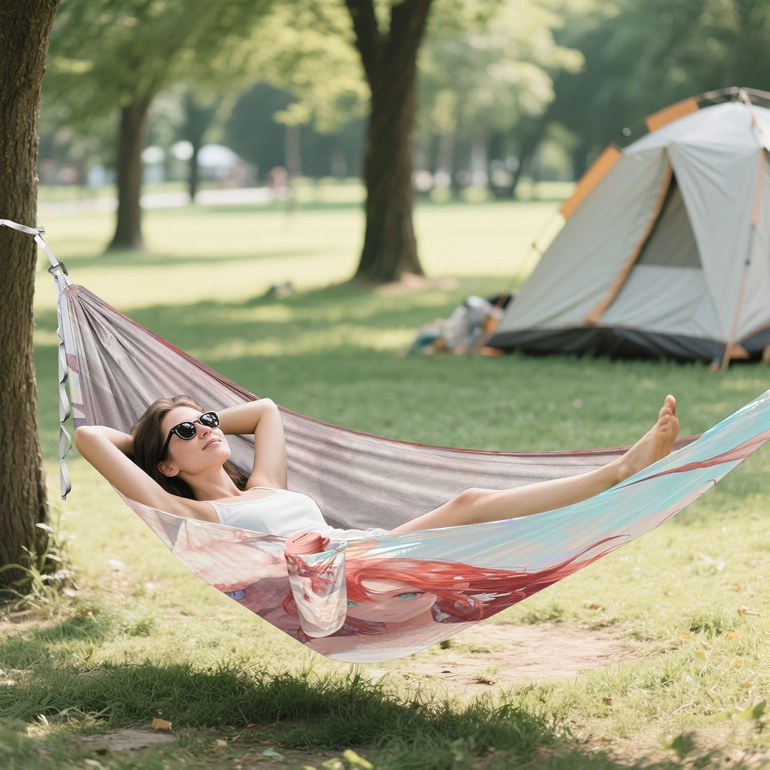 Dragon and Anime Girl Hammocks for Camping with Tree Straps Portable Hammock for Outside Camping Essentials