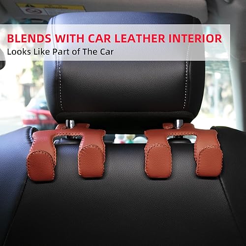 Miniatura 10 de Headrest Hooks for Car, Car Back Seat Storage Organizer Purse Holder Bags Upgraded 2 in 1 Durable Leather Purse Hanger Car Essentials for Women