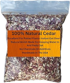 100% Natural Cedar Chips | Mulch | Great for Outdoors or Indoor Potted Plants | Dog Bedding | Pleasant Earthy Smell Half-Quart;