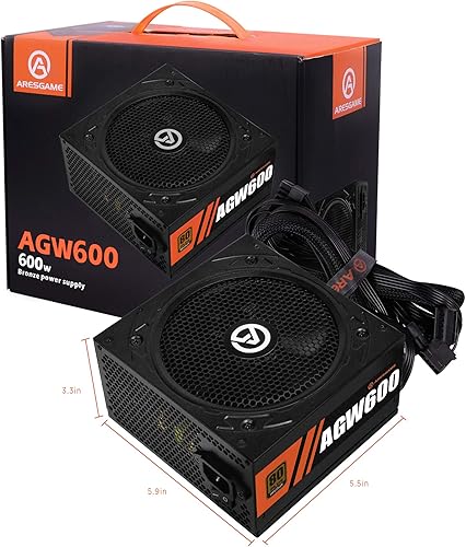 Miniatura 5 de Fuente de alimentación 600W 80+ Bronze Certified PSU (ARESGAME, AGW600)