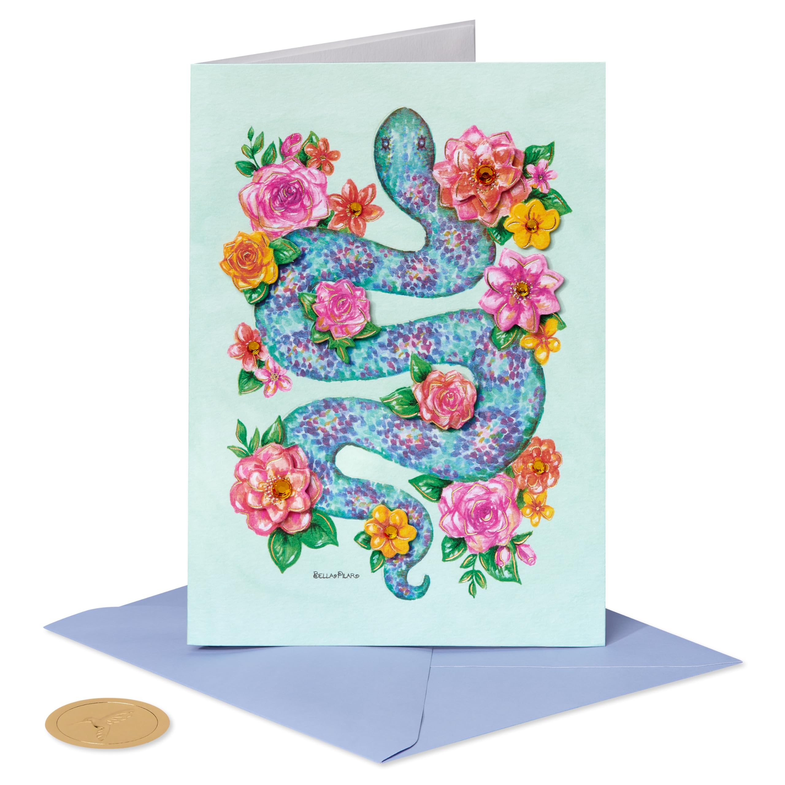 Papyrus Blank Card for Her - Designed by Bella Pilar (Snake & Flowers), FSC Snake and Flowers, 1 EA - Image 4
