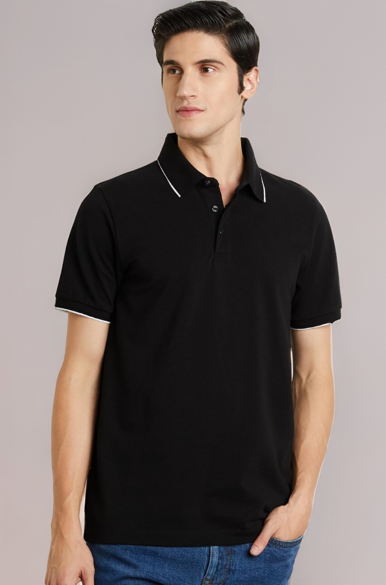 Symbol Premium Men's Cotton Stretch Solid Polo T-Shirt (Regular Fit | Pique Knit)
