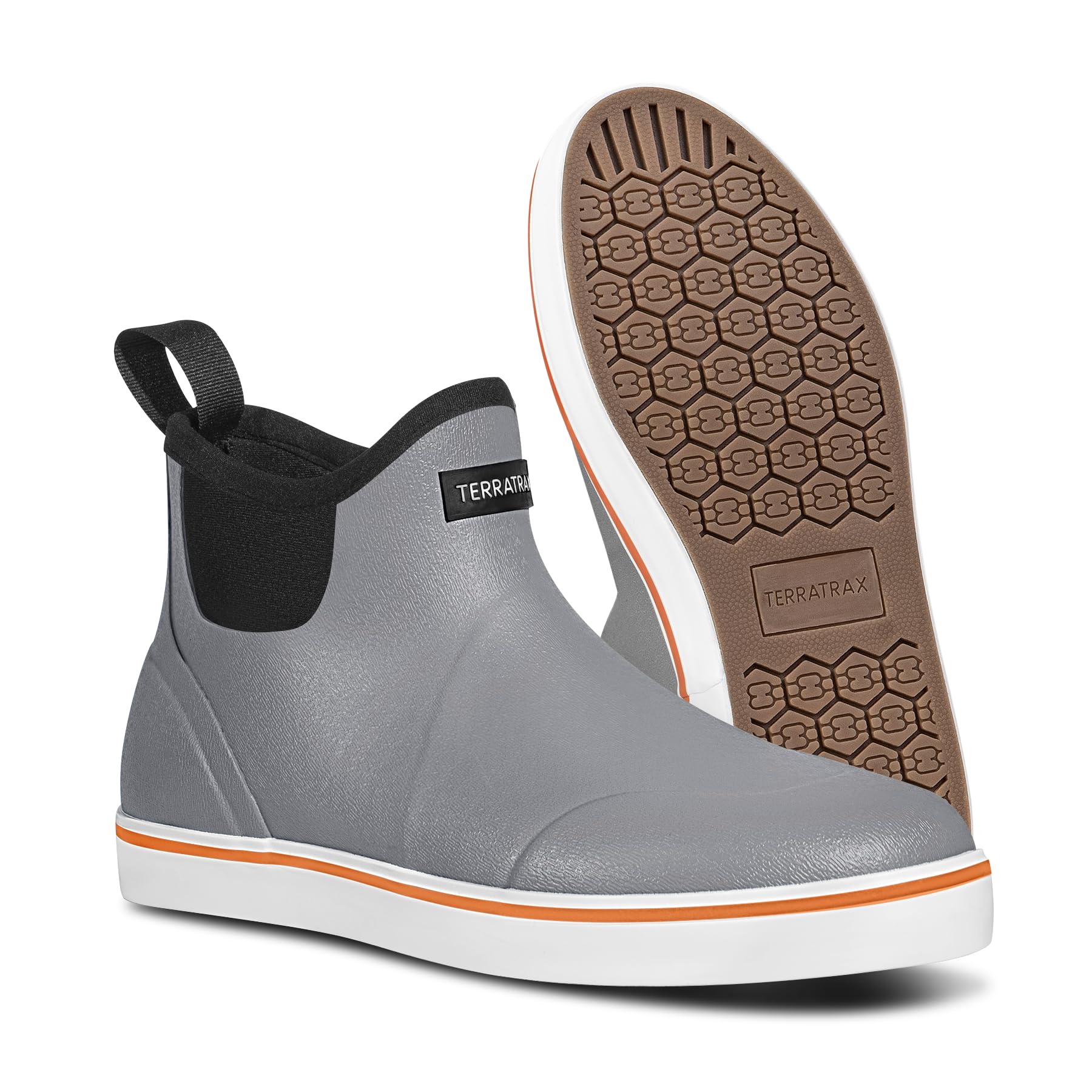 Men's Waterproof Deck Boots - Anti-Slip Natural Rubber Fishing & Sailing Ankle Rain waterproof shoes for men with Memory Foam (Sizes 7-14)