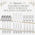 Spode - Christmas Tree Collection - 20-Piece Flatware Set - 4 of Each: Dinner Fork, Salad Fork, Dinner Knife, Tablespoon, and Teaspoon- Holiday Cutlery - Dishwasher Safe