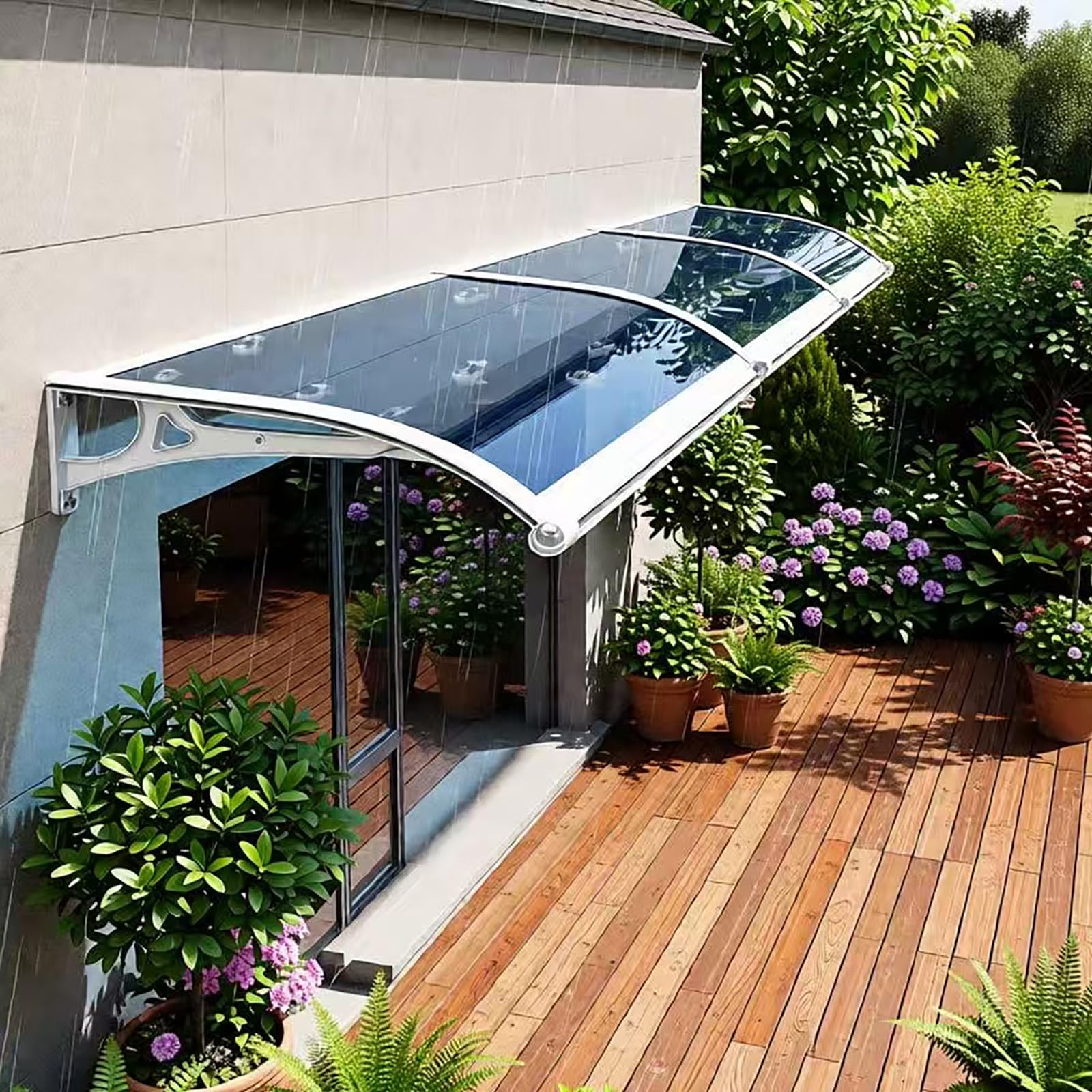 Toldo para puerta de aluminio que protege tu entrada contra la lluvia y los rayos solares UV