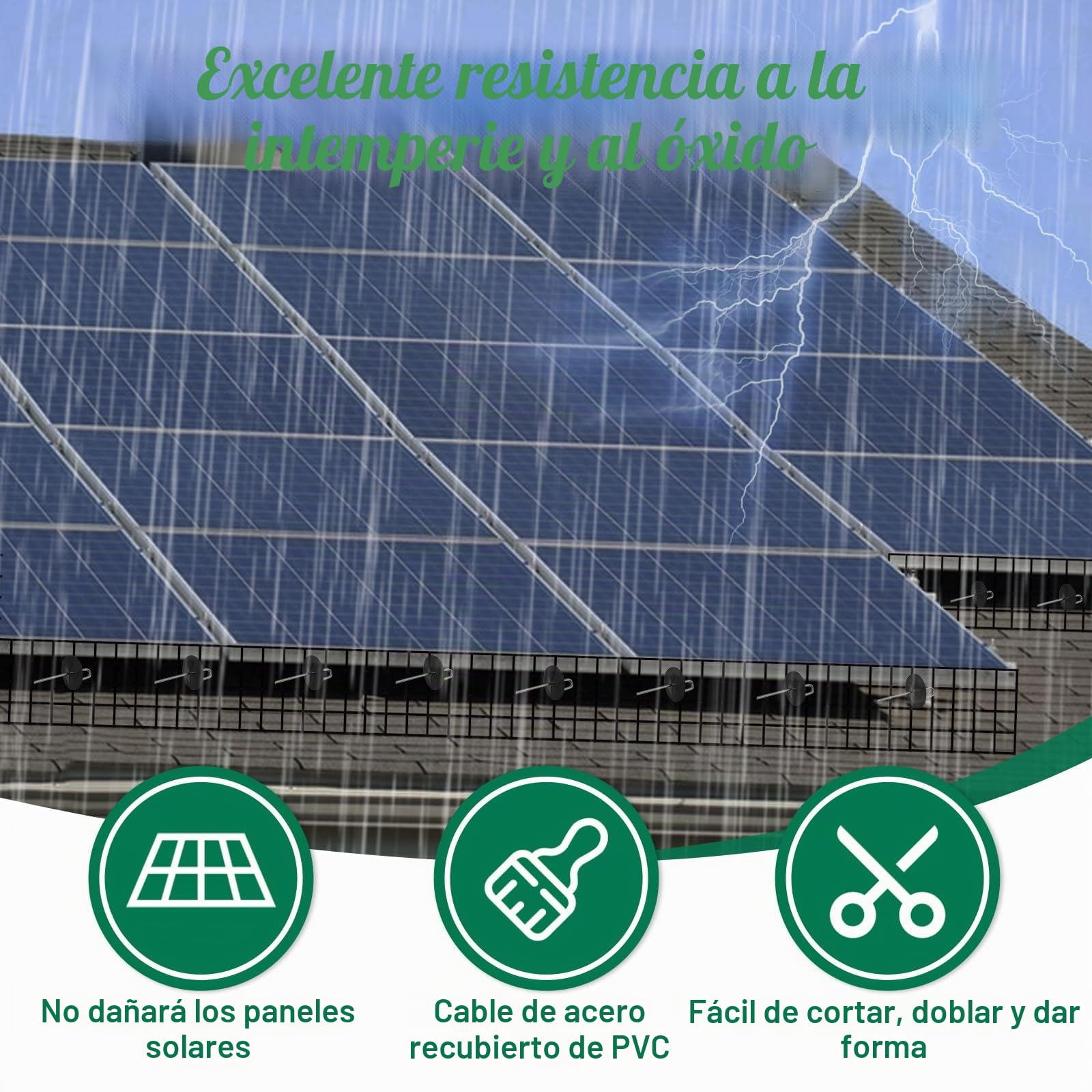 Kit de malla para pájaros de 6 pulgadas x 100 pies, alambre de PVC disuasorio de pájaros, protector de pájaros para prueba de paneles solares para evitar que las palomas aniden debajo del