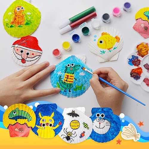 Miniatura 4 de Eleanore's Diary Kit de pintura de concha de mar para niños, manualidades de pintura que brilla en la oscuridad para niños y niñas, actividades