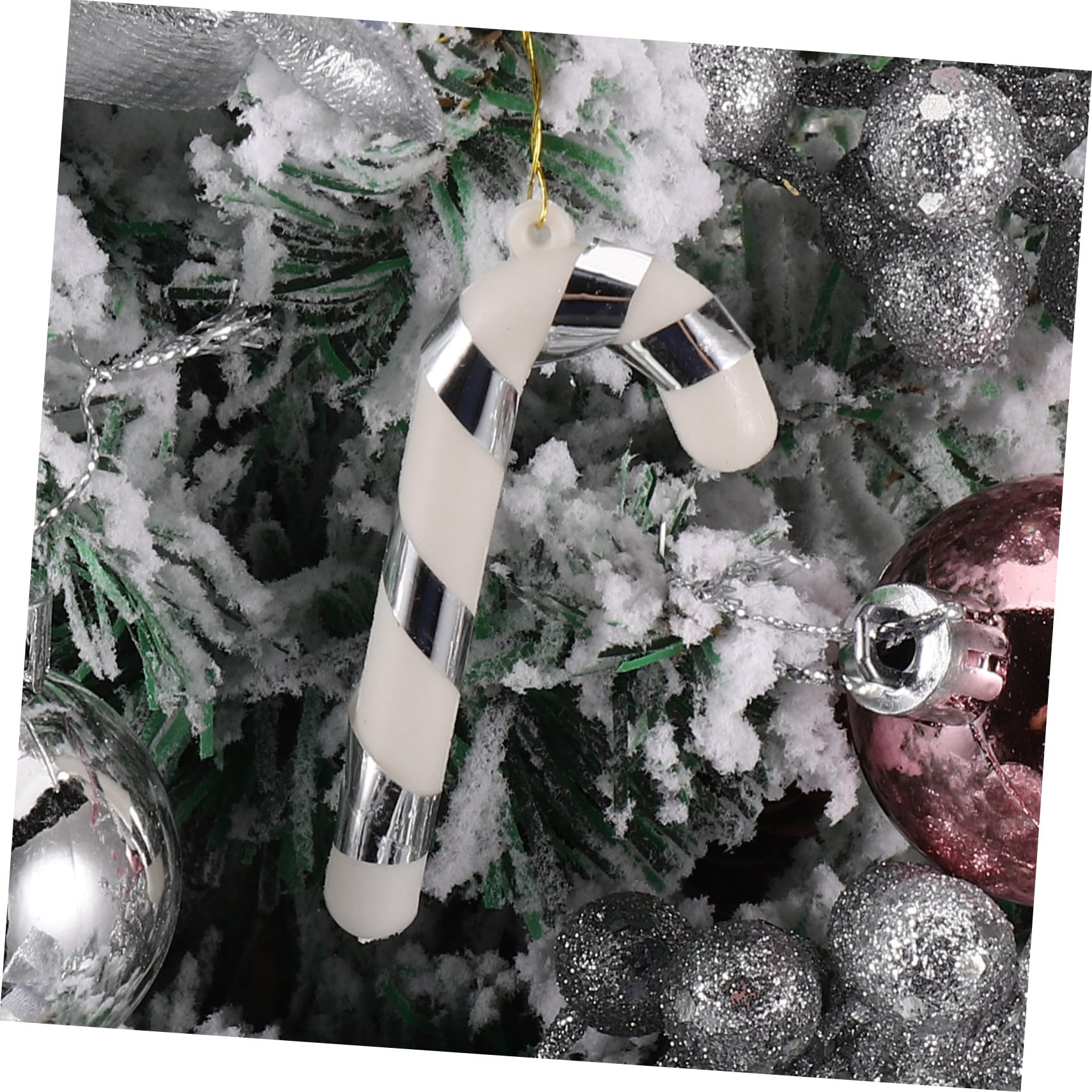Mini-Weihnachtsbaum Skulptur Mit Schneebeflockung Künstlicher Tischbaum Für Schreibtisch Büro Und Zuhause Dekoration Silberfarben Ohne Licht