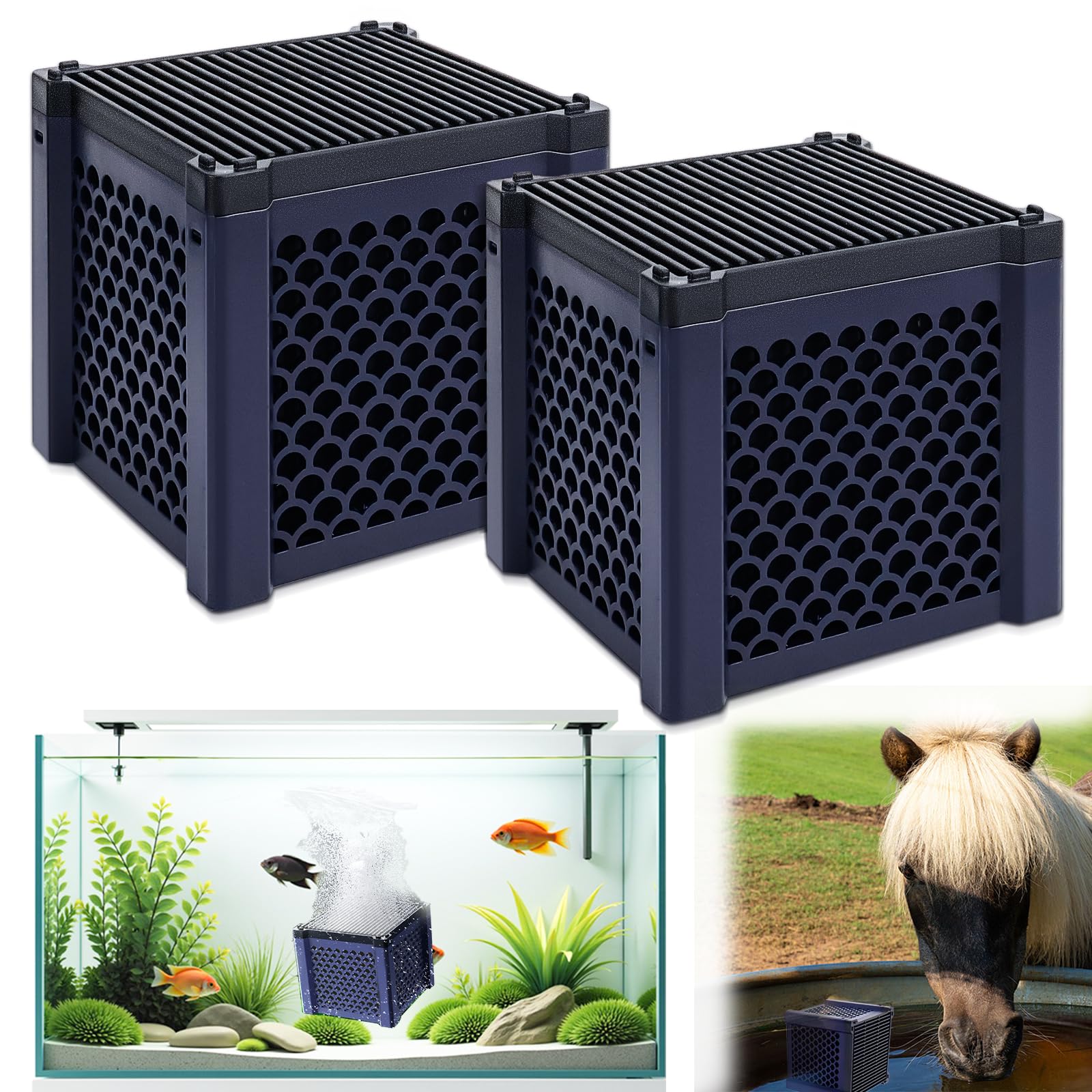 Clever Cube Lot de 2 filtres à charbon actif pour chevaux, aquariums et étangs