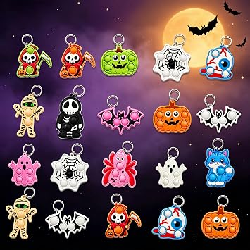 30 Packs Bulk Halloween Spider Ghost Fidget Mini Pop for Kids Party Favors and Classroom Students Gifts