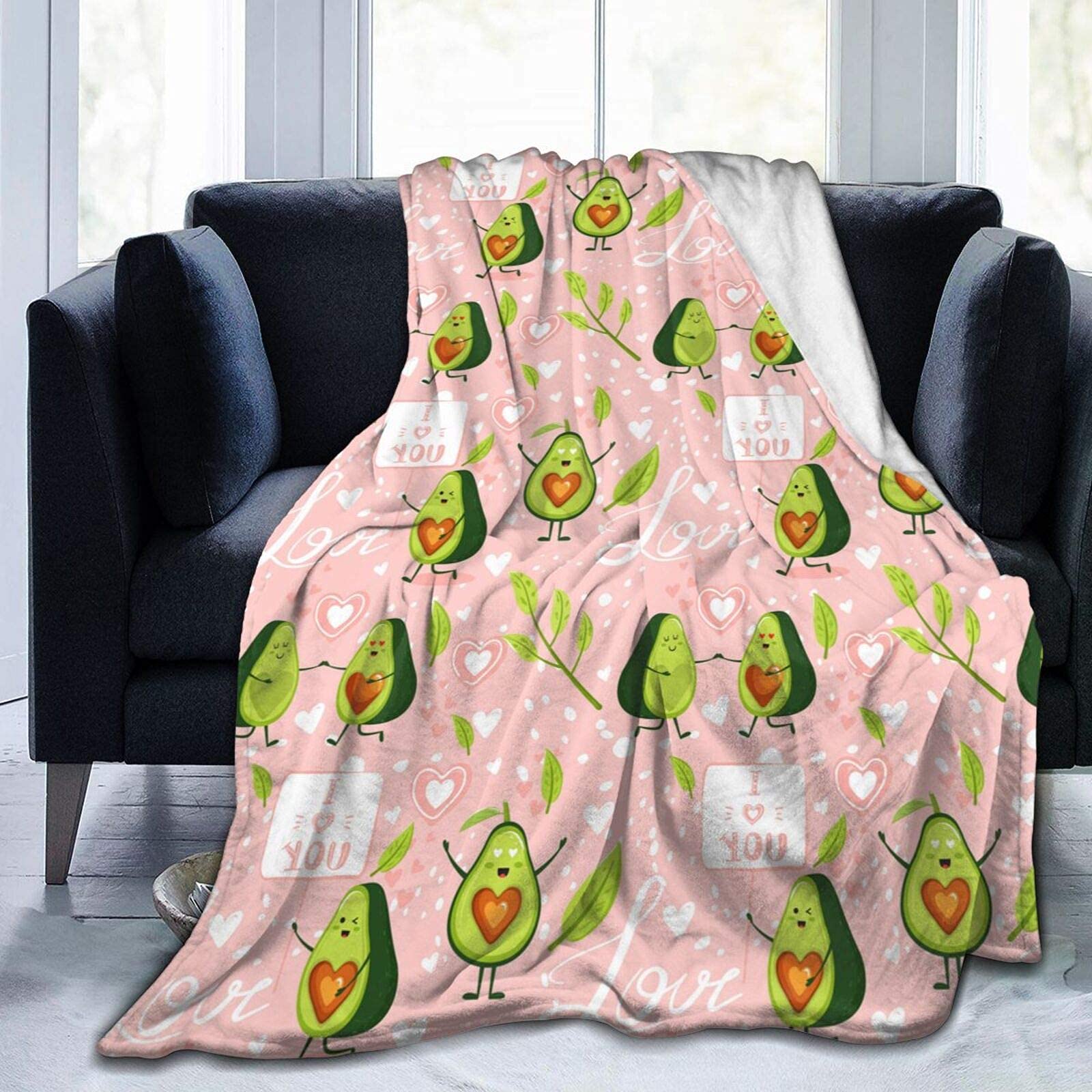 Coperta in flanella stampata con avocado con cartoni animati