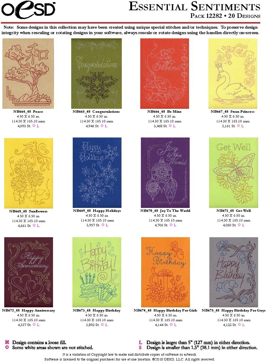 OESD Embroidery Machine Designs Essential Sentiments 12282