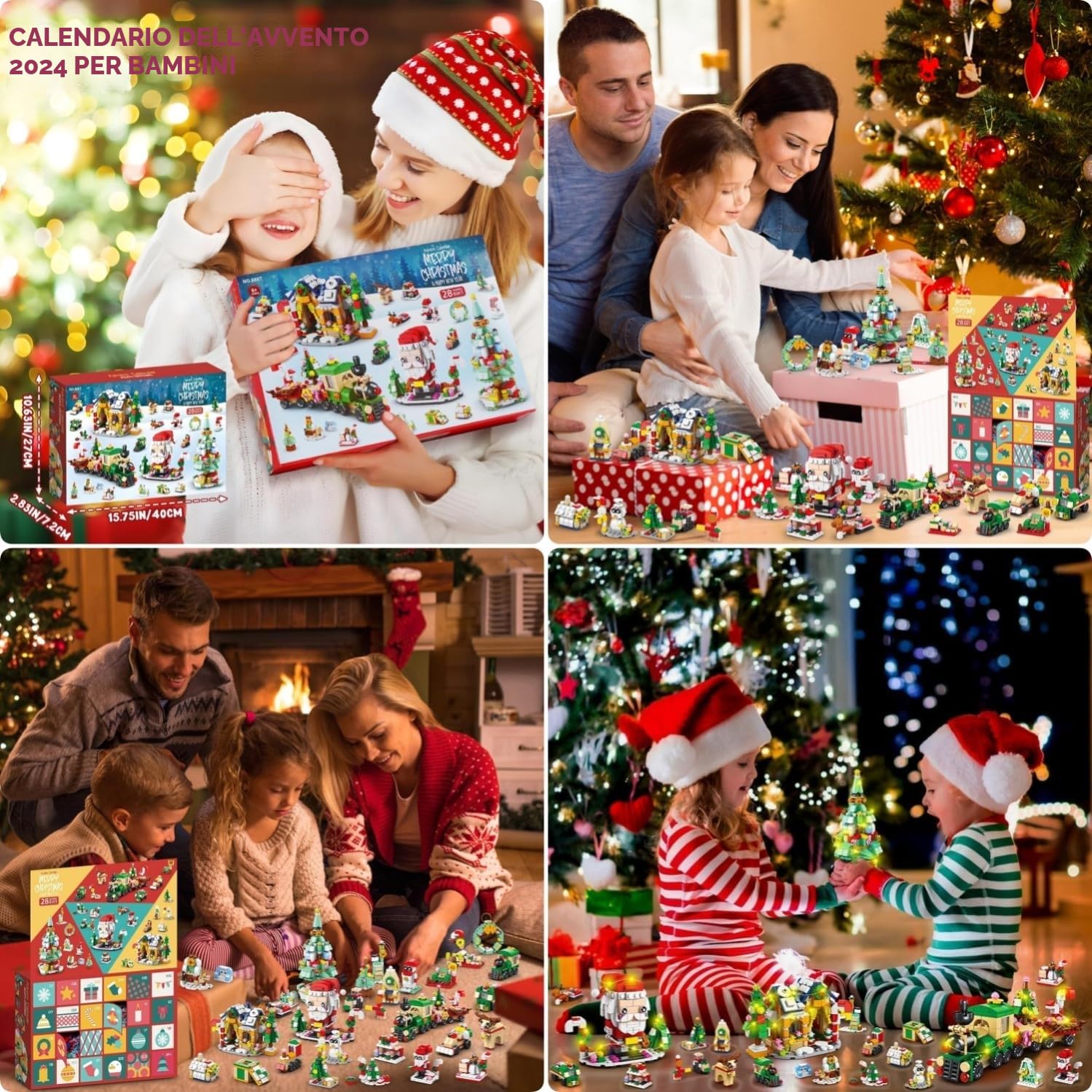 KAHEIGN Calendario Dell'avvento 2025, Conto alla Rovescia di Natale di 24 Giorni con 1123 Pezzi 6 in 1 Treno Babbo Natale Casa Albero Blocchi da Costruzione per Bambini Natales Regali Bomboniere