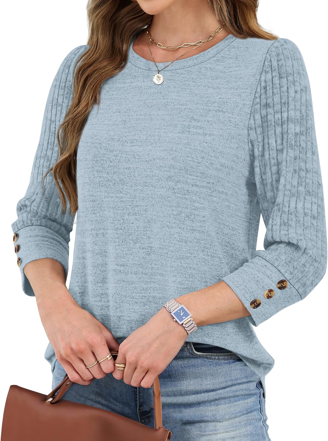 WIHOLL Fall School Outfits for Teachers Plus Size Tops Long Sleeve Shirts for Women Loose Fit Casual Tops Trendy Crewneck Knit Tunic Sweaters To Wear with Leggings - Image 2