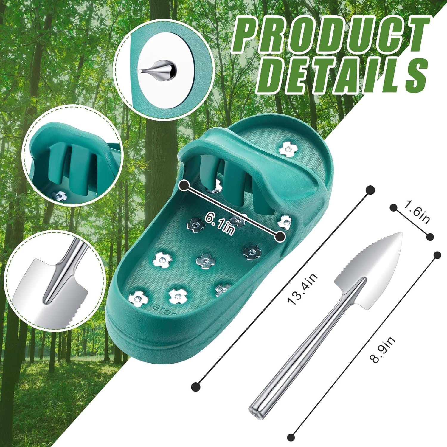 2 Pcs Lawn Aerator Shoes No Assembly Required with Heavy Duty Spikes, Adjustable Lawn Spike Shoes for Grass Aerating, Durable Metal Base Aerator Sandals for Yard Garden Soil Aeration