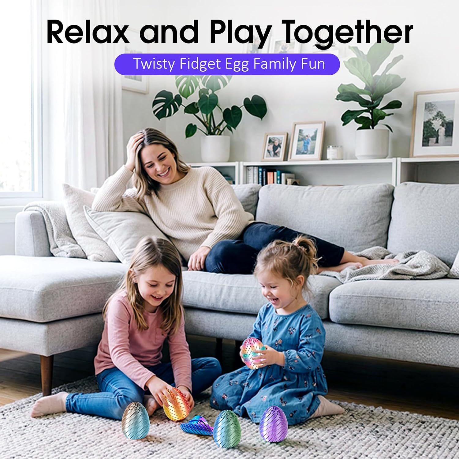 Twisty Fidget Egg 3D Printed Fidget Toys Sensory Desk Toy Stress Relief for Kids Adults Easter Gifts Christmas Stocking Stuffer White Elephant Gifts(Ombre Purple)