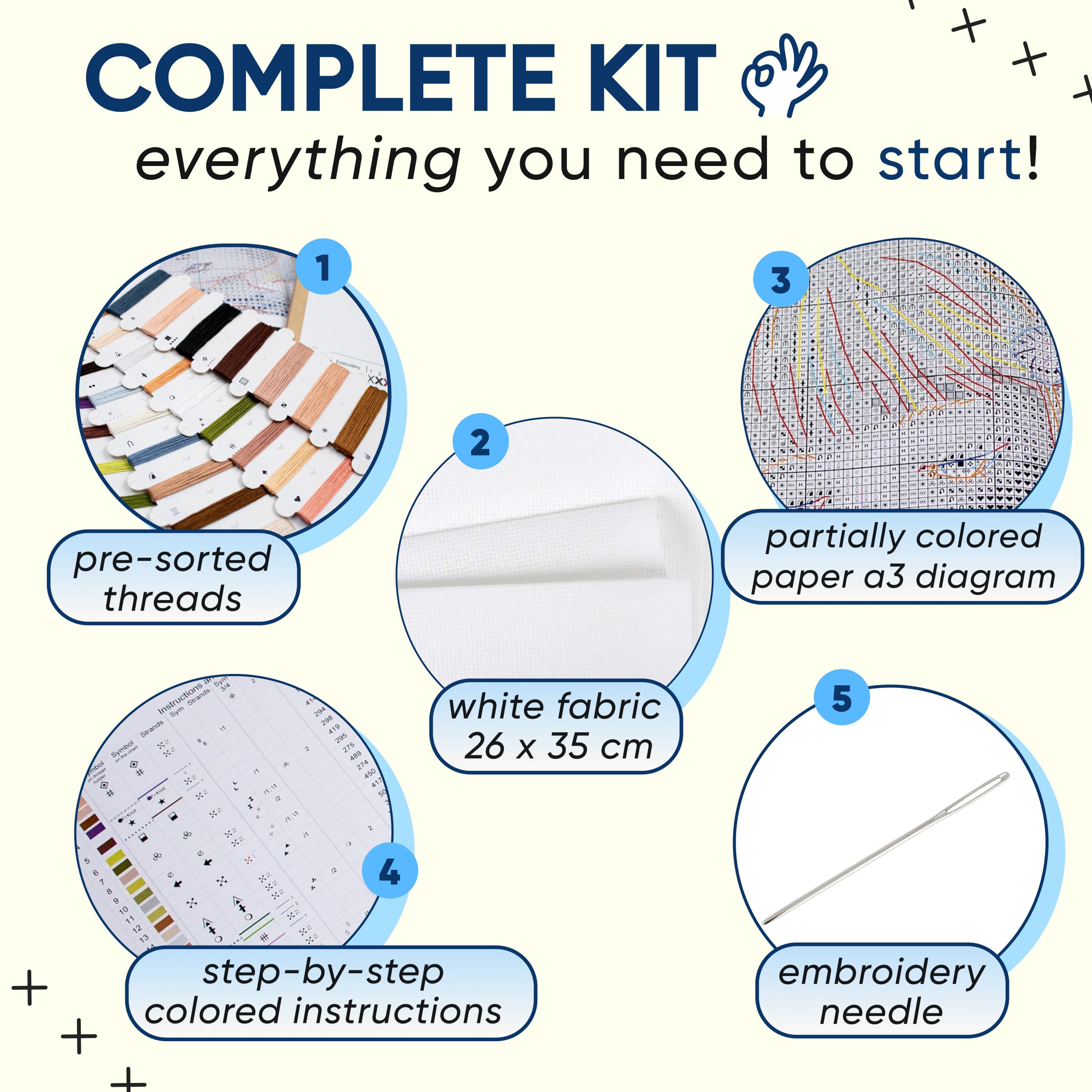 HobbyJobby Cross Stitch Kit The Nearby Friends, Counted Cross Stitch Kit for Adults Needlecraft and Embroidery Kit - Image 3