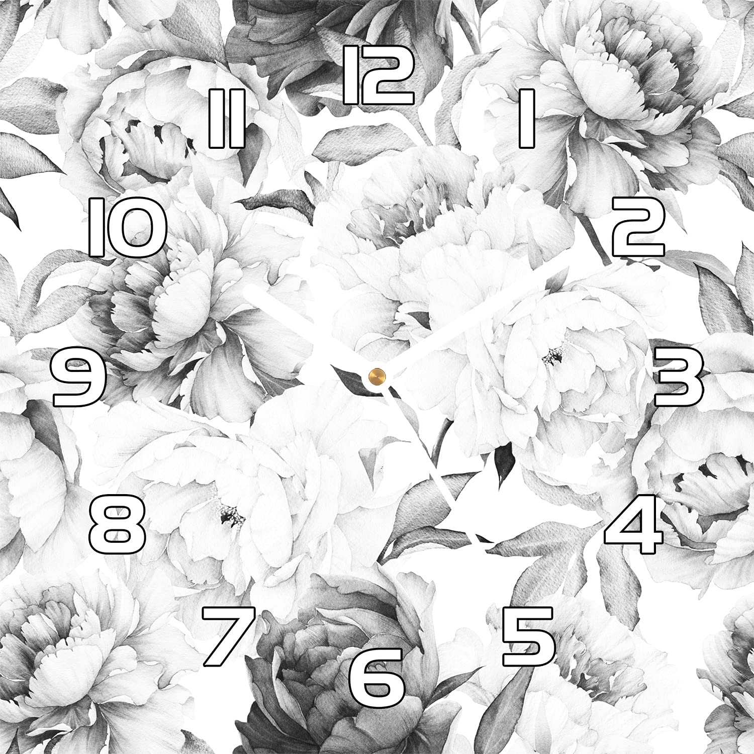 Horloge murale pivoine en verre pour décorer le salon ou la cuisine moderne
