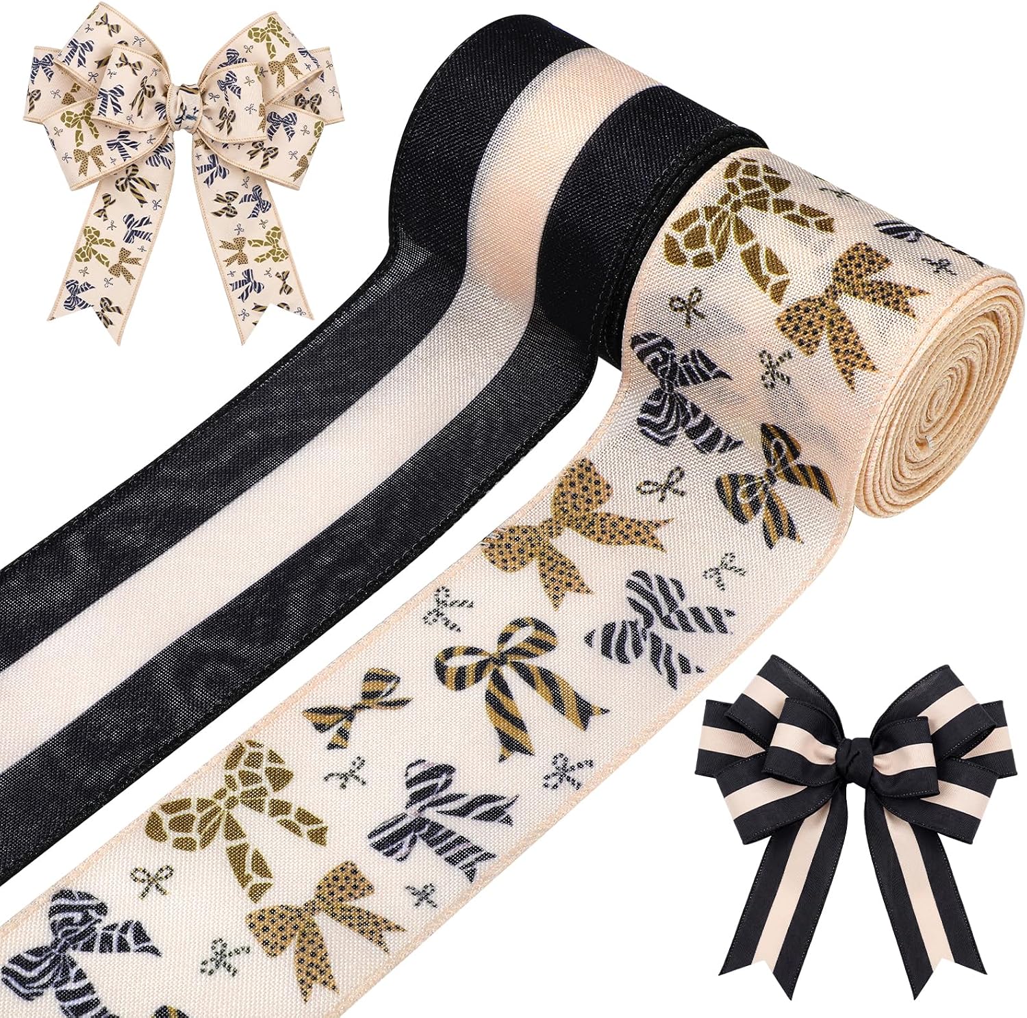 Tooth Fairy Wired Edge Ribbon 2 Rolls, Pink Cartoon Tooth Fairy Ribbon